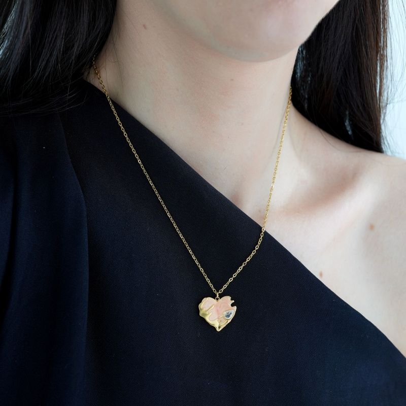 Colar Salmon Heart Shine em Aço Inox