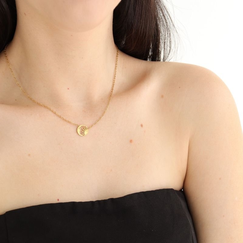 Colar Sol e Lua em Aço Inox