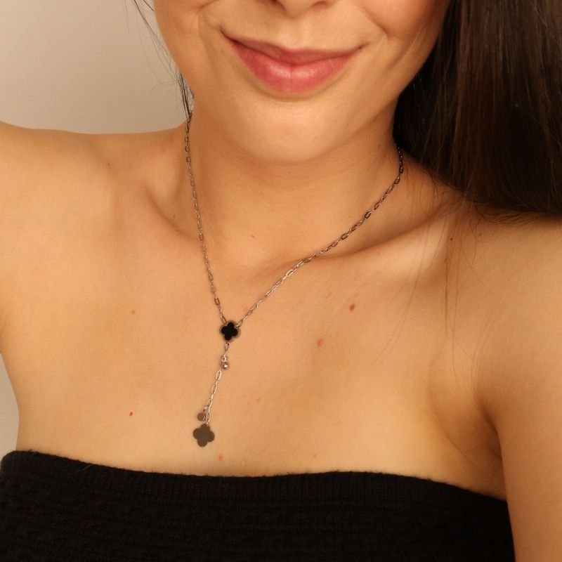 Colar Trevo Delicado em Aço Inox