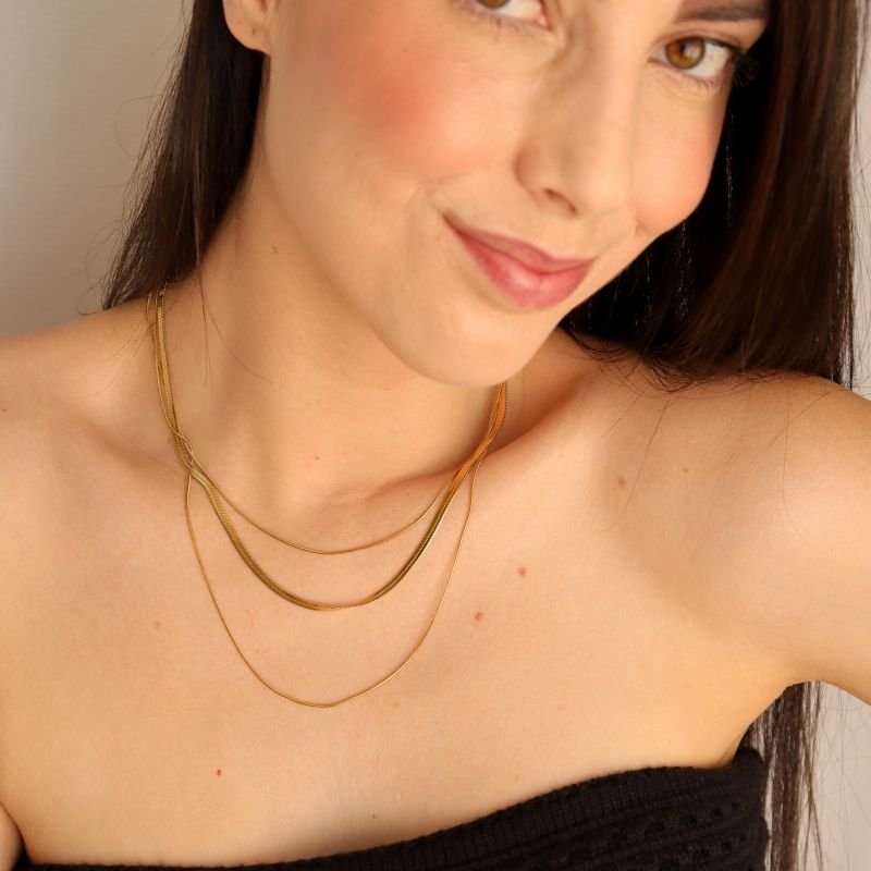 Colar Triplo de Malha em Aço Inox (Linha Premium)