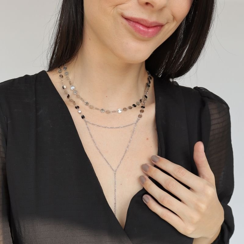 Colar Triplo Longo em Aço Inox (Linha Premium)