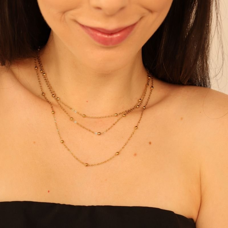 Colar Triplo Minimalista em Aço Inox (Linha Premium)