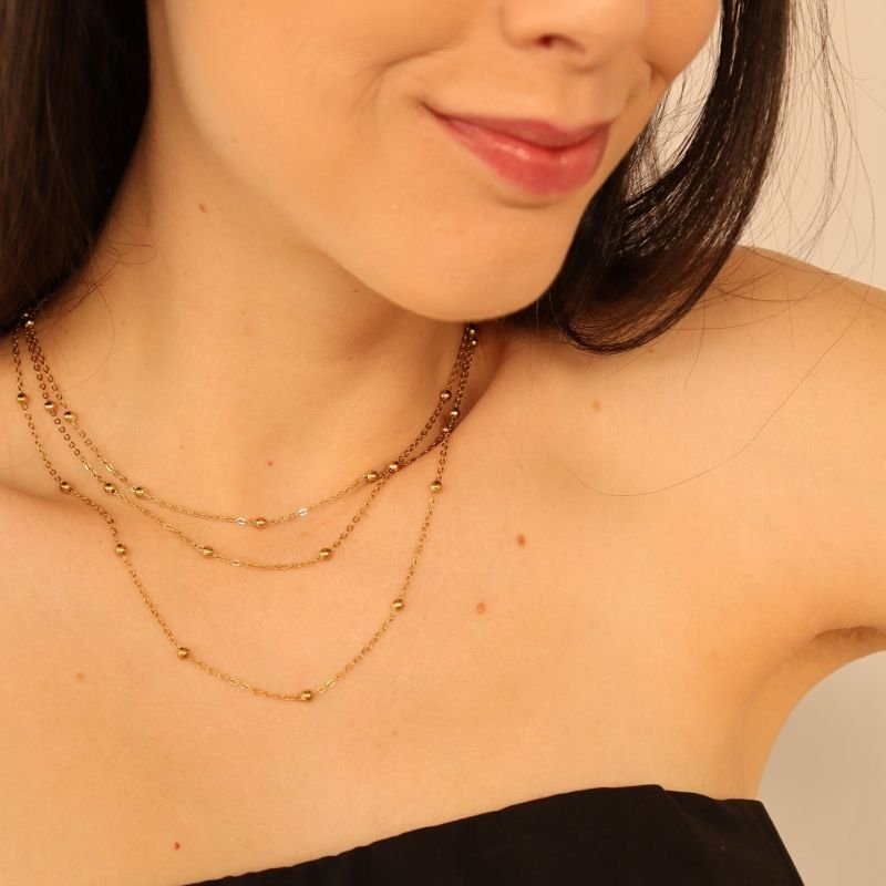 Colar Triplo Minimalista em Aço Inox (Linha Premium)