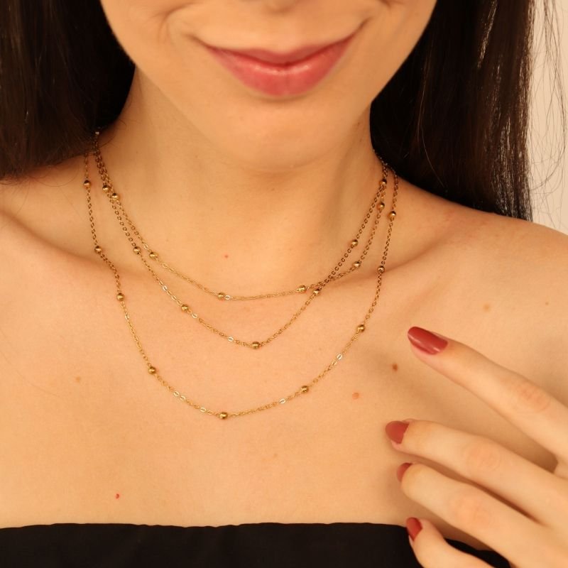 Colar Triplo Minimalista em Aço Inox (Linha Premium)