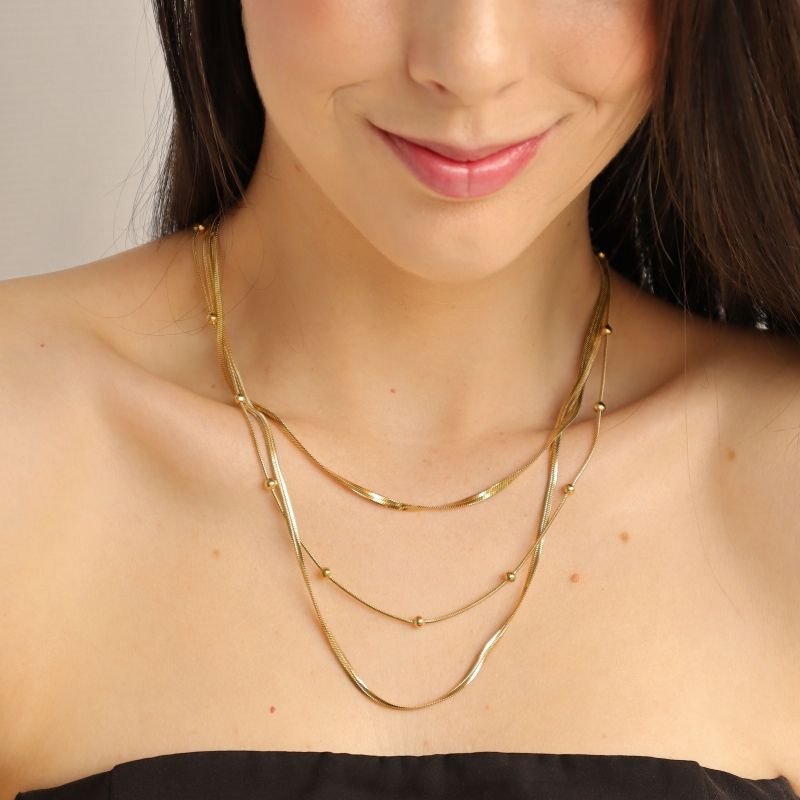 Colar Triplo Minimalista em Aço Inox (Linha Premium)