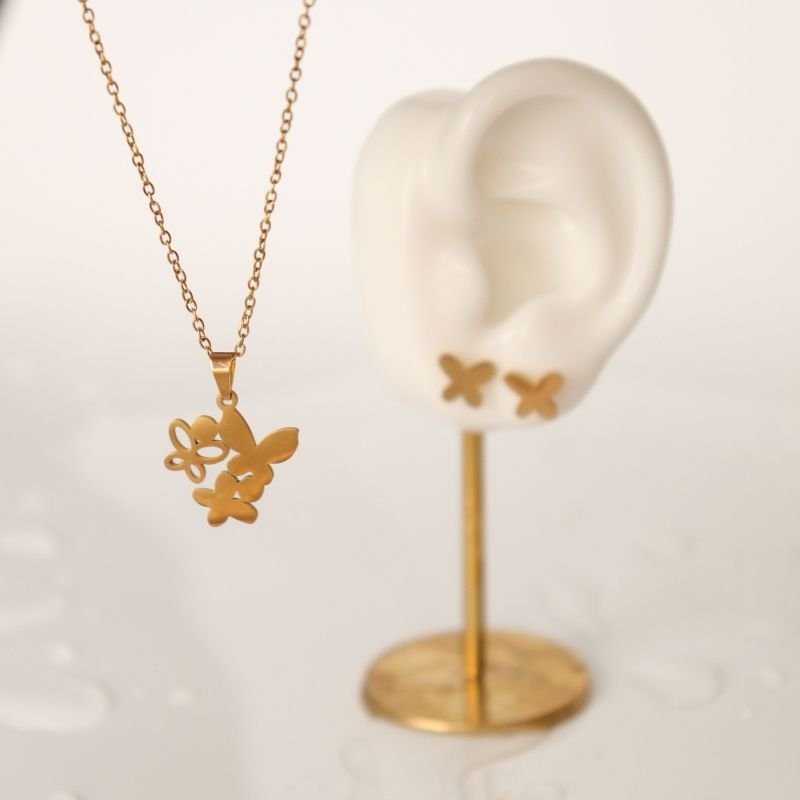 Conjunto Borboleta em Aço Inox