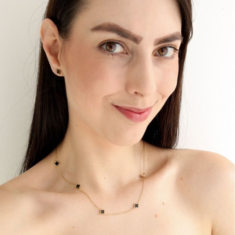 Conjunto Inspiração Van Cleef Delicado em Aço Inox (Linha Premium)