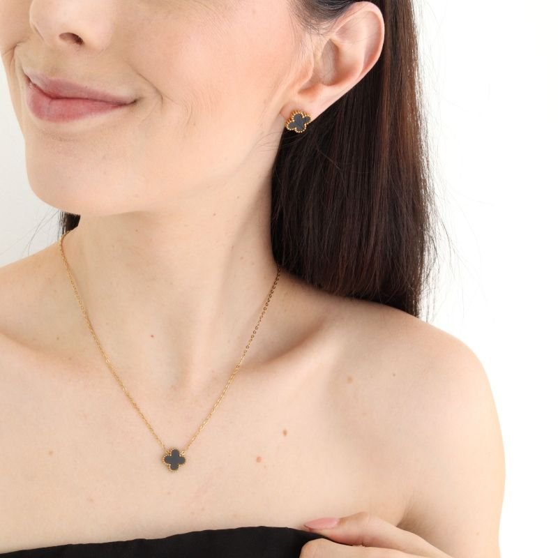 Conjunto Inspiração Van Cleef Um Trevo em Aço Inox (Linha Premium)