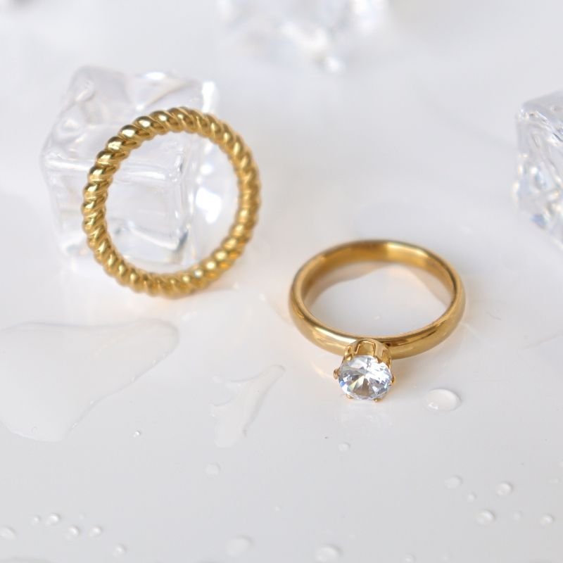 Dupla de Anel em Aço Inox Tamanho 17