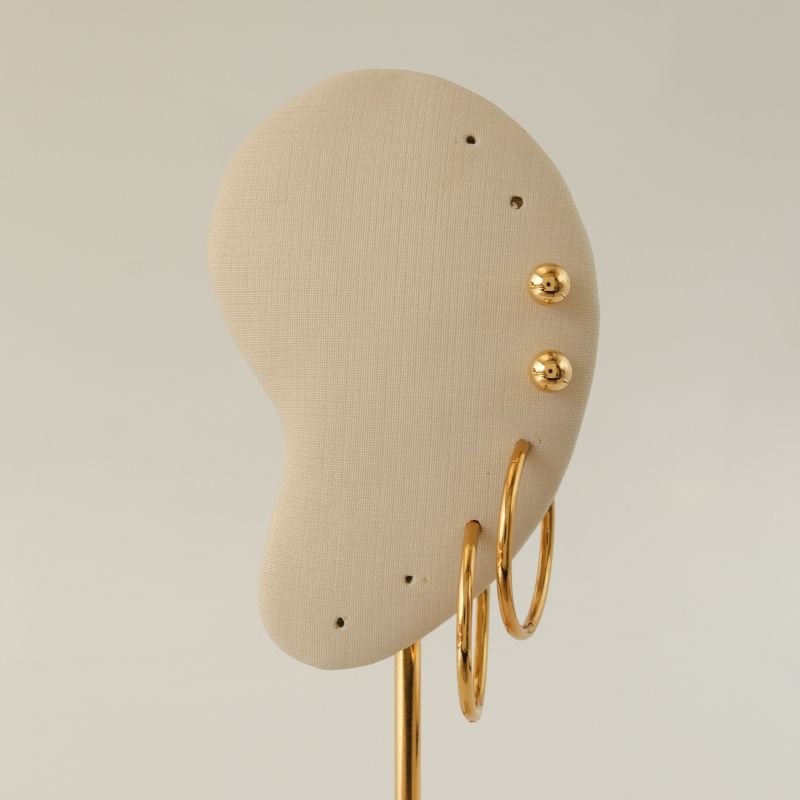 Dupla de Brincos com Argola Tamanho G em Aço Inox