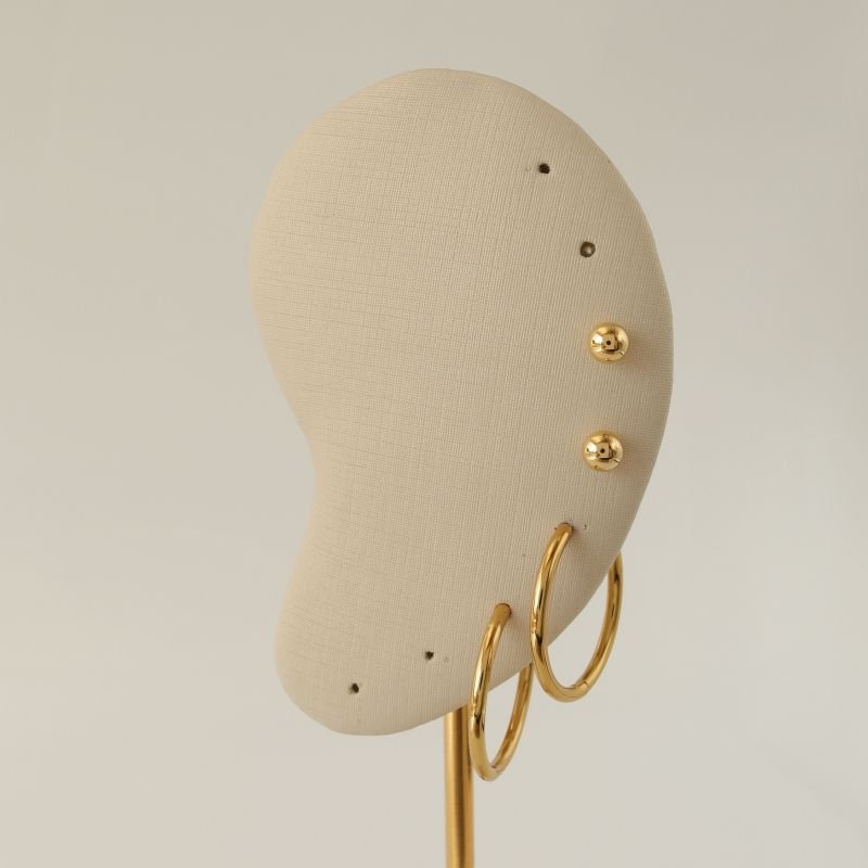 Dupla de Brincos com Argola Tamanho M em Aço Inox