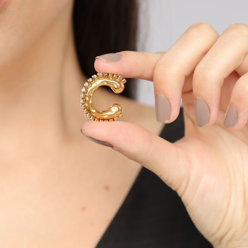 Piercing Fake Cravejado em Aço Inox (Não tem Regulagem)