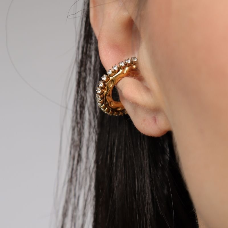 Piercing Fake Cravejado em Aço Inox (Não tem Regulagem)