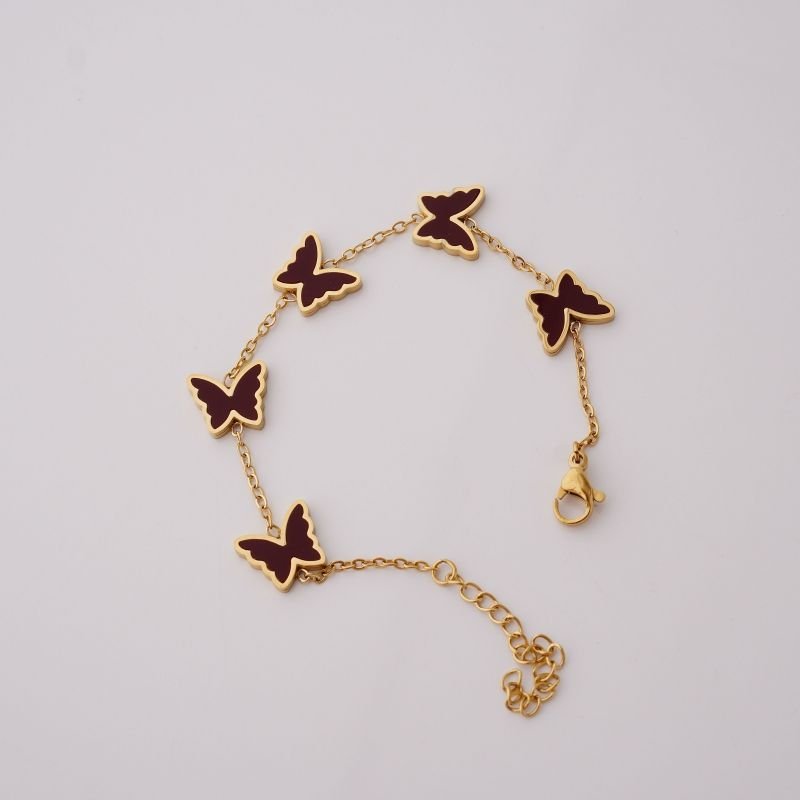 Pulseira Butterfly Marsala em Aço Inox (Linha Premium)