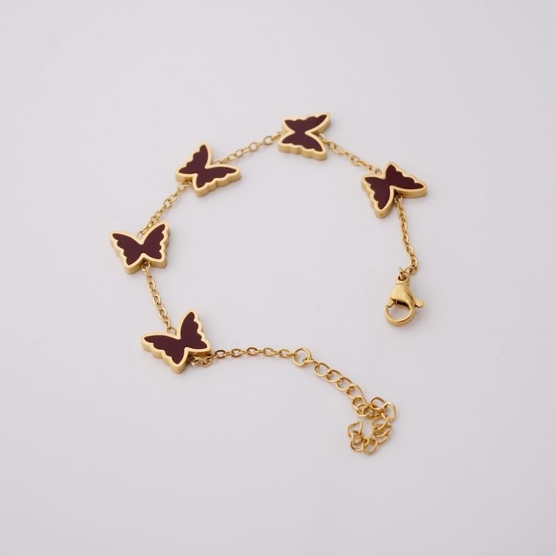 Pulseira Butterfly Marsala em Aço Inox (Linha Premium)