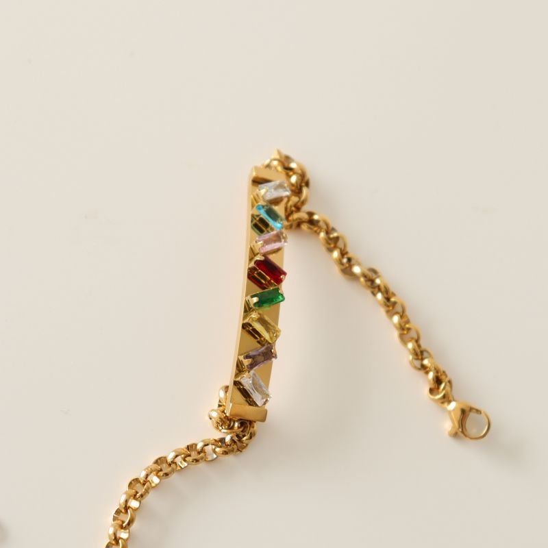 Pulseira com Detalhe em Pedra Aço Inox (Linha Premium)