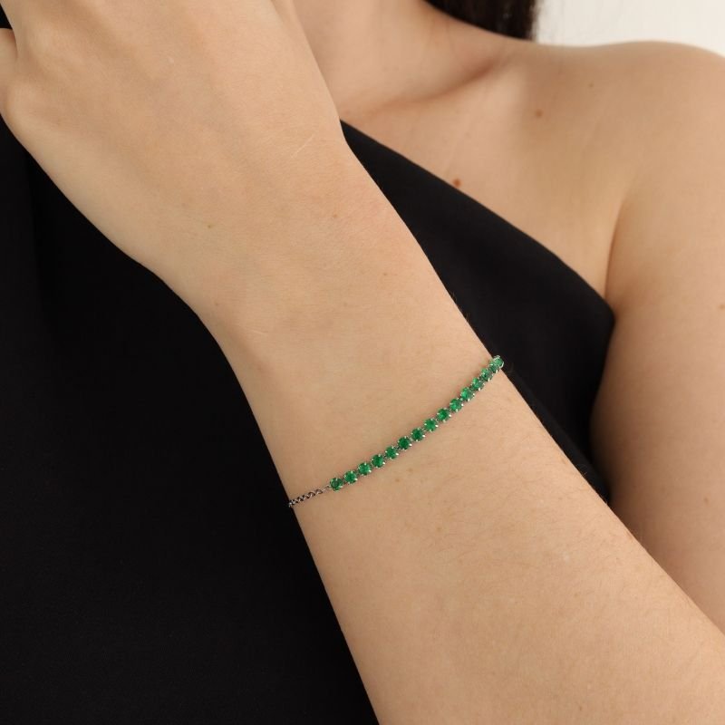 Pulseira com Detalhe em Riviera em Aço Inox