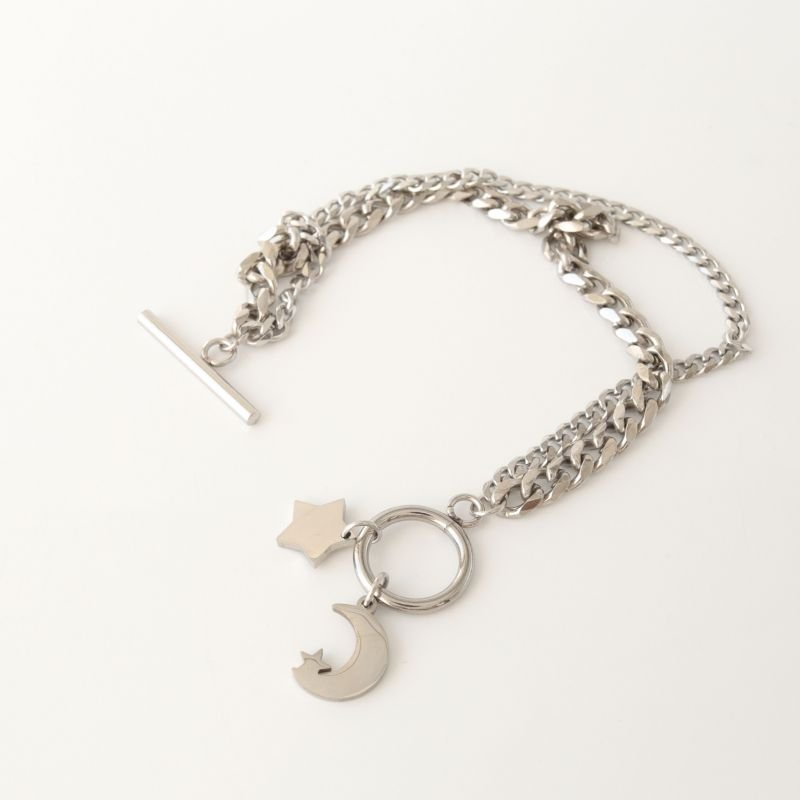 Pulseira com Pingentes (Fecho Bóia) em Aço Inox