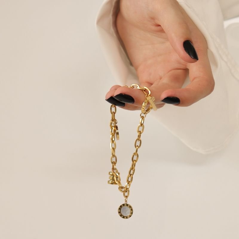 Pulseira com Pingentes em Aço inox (Linha Premium)