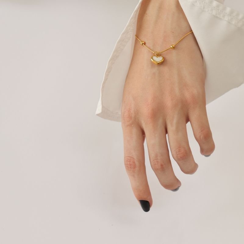 Pulseira Coração Delicado em Aço Inox