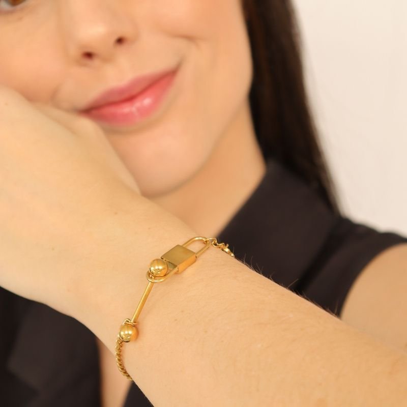 Pulseira Corrente com Detalhe em Aço Inox (Linha Premium)