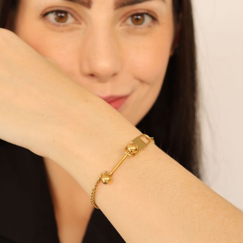 Pulseira Corrente com Detalhe em Aço Inox (Linha Premium)