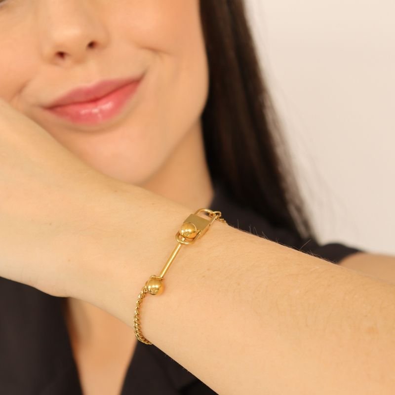 Pulseira Corrente com Detalhe em Aço Inox (Linha Premium)