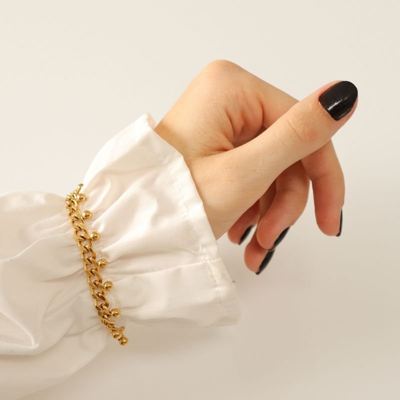 Pulseira Corrente com Detalhes em Aço Inox (Linha Premium)