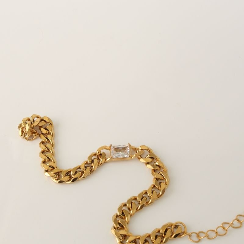 Pulseira Corrente com Pedra em Aço Inox (Linha Premium)