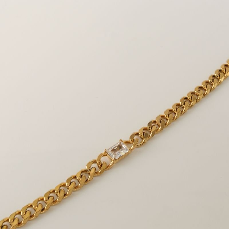 Pulseira Corrente com Pedra em Aço Inox (Linha Premium)