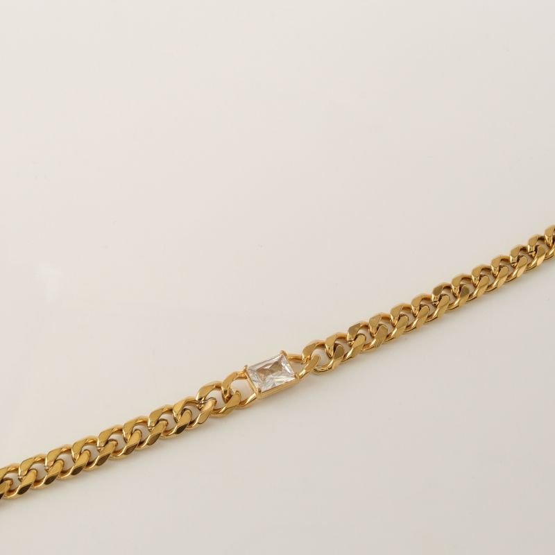 Pulseira Corrente com Pedra em Aço Inox (Linha Premium)