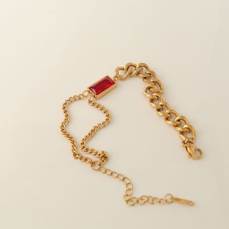 Pulseira Corrente com Pedra em Aço Inox (Linha Premium)