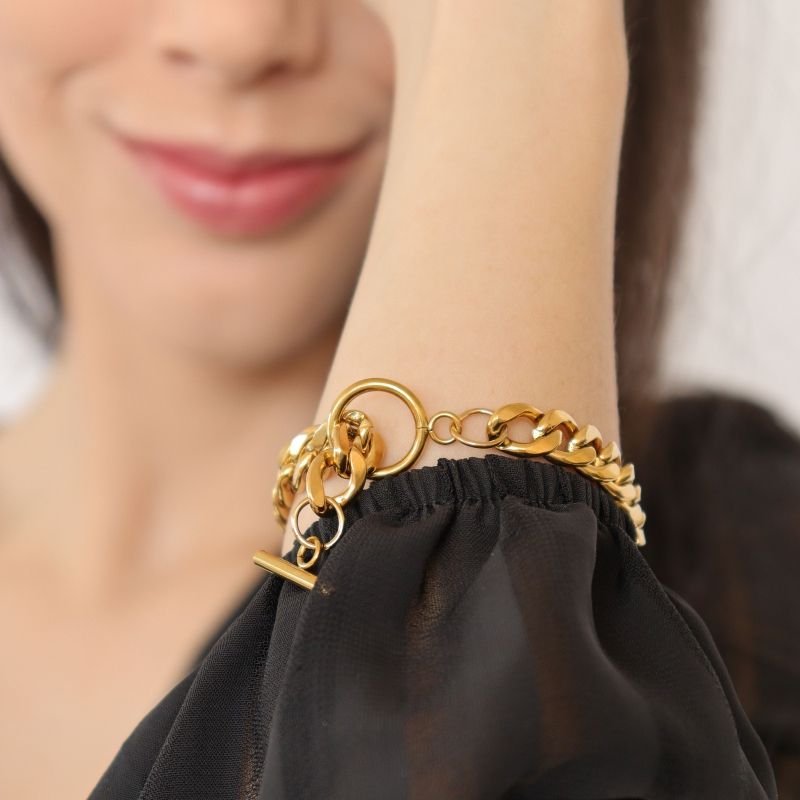 Pulseira Corrente Encaixe em Aço Inox (Não tem Regulagem)