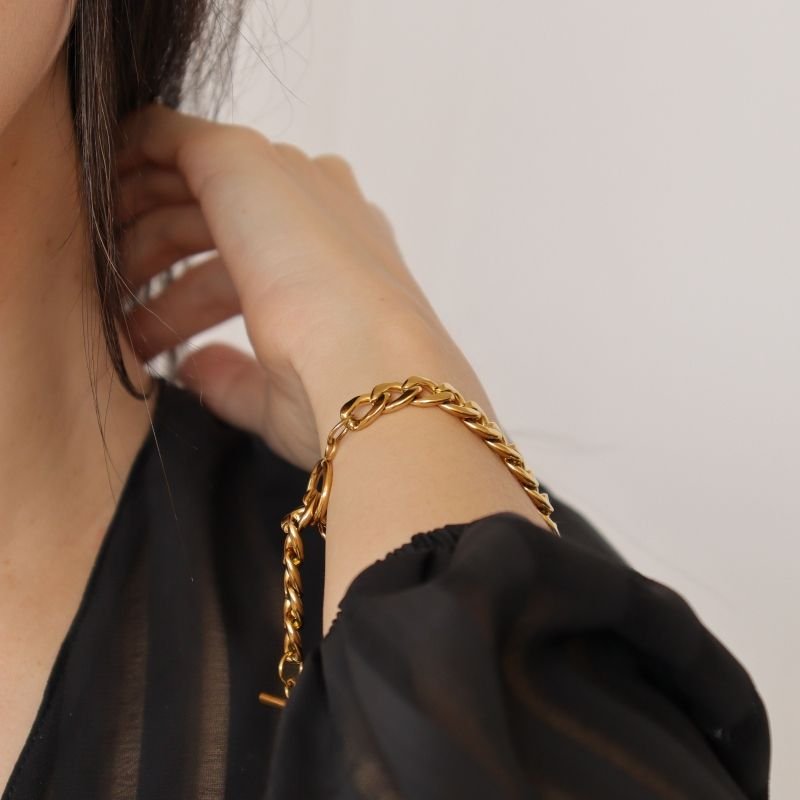 Pulseira Corrente Encaixe em Aço Inox (Não tem Regulagem)