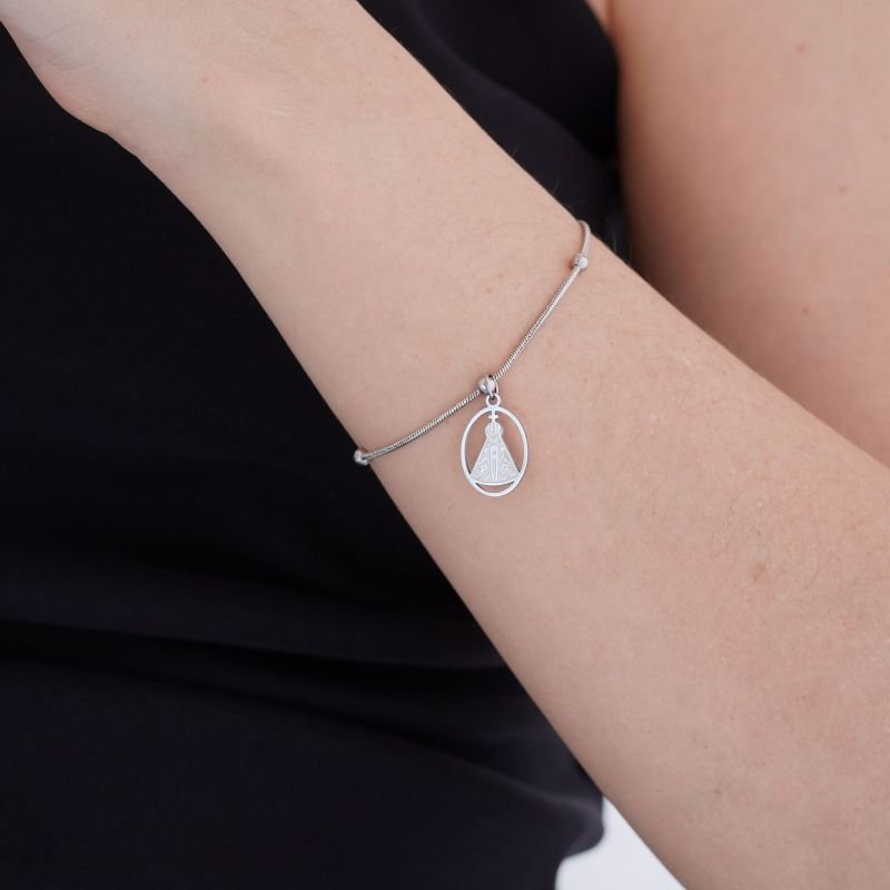 Pulseira Nossa Senhora em Aço Inox