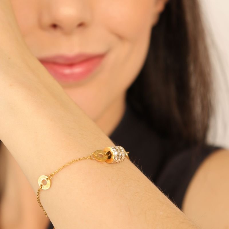 Pulseira Cravejada e Número Romanos em Aço Inox