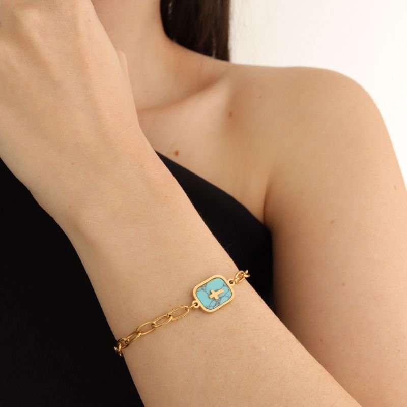 Pulseira Cruz com Detalhe em Aço Inox (Linha Premium)