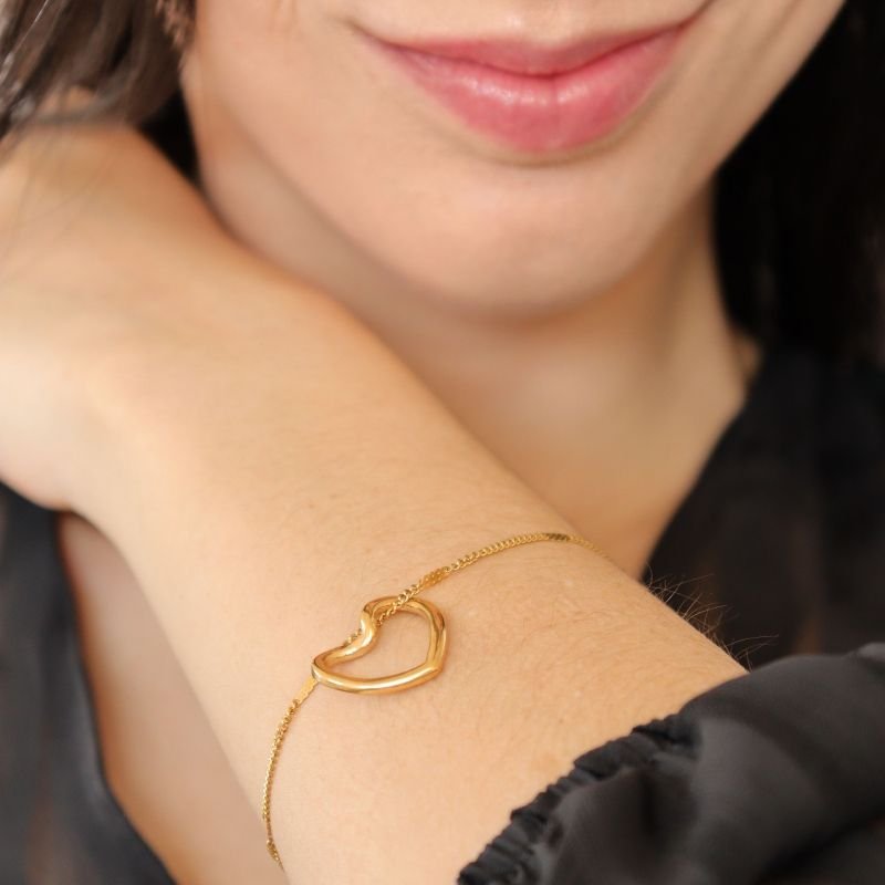 Pulseira Delicada com Pingente Coração em Aço Inox