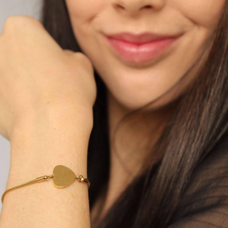 Pulseira Delicada Coração em Aço Inox