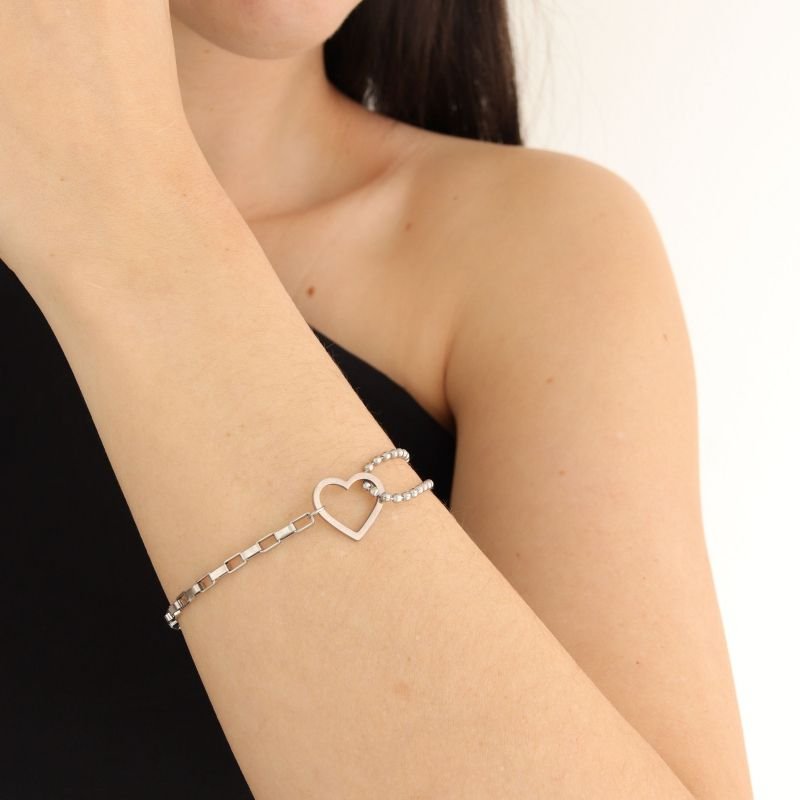 Pulseira Delicada Coração em Aço Inox