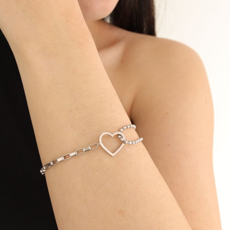 Pulseira Delicada Coração em Aço Inox