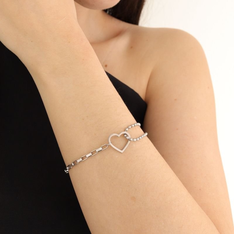 Pulseira Delicada Coração em Aço Inox