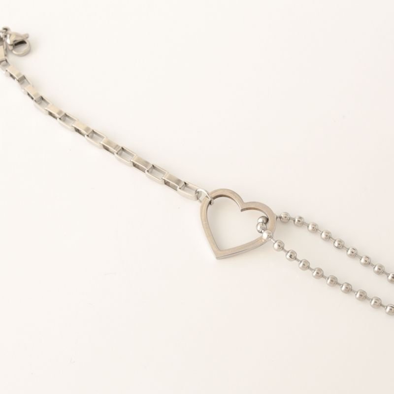 Pulseira Delicada Coração em Aço Inox