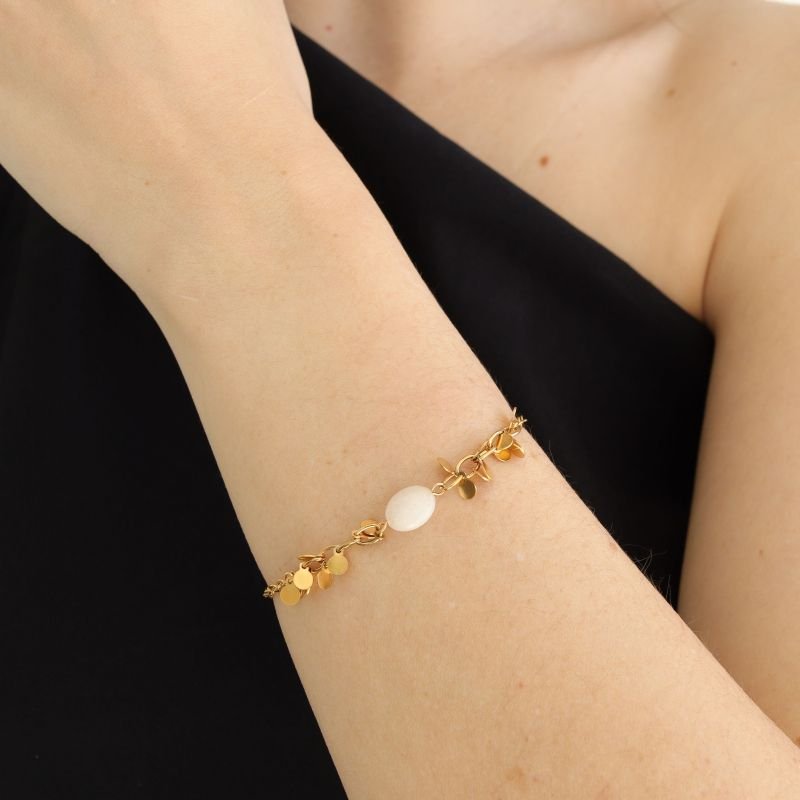 Pulseira Delicada Pedrinha em Aço Inox (Linha Premium)