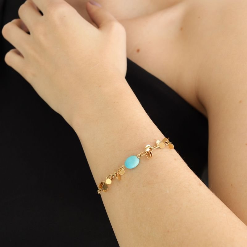 Pulseira Delicada Pedrinha em Aço Inox (Linha Premium)