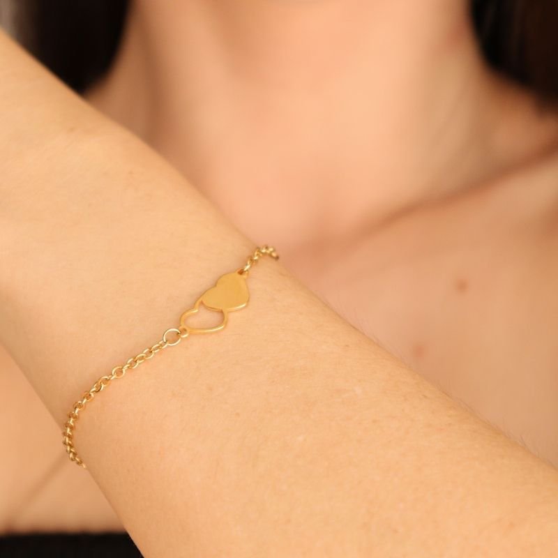 Pulseira dois Corações em Aço Inox