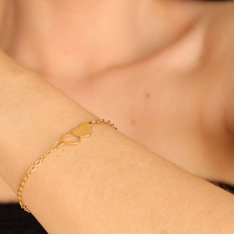 Pulseira dois Corações em Aço Inox