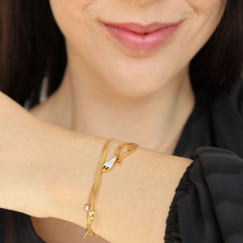 Pulseira Dupla Cobra em Aço Inox (Linha Premium)