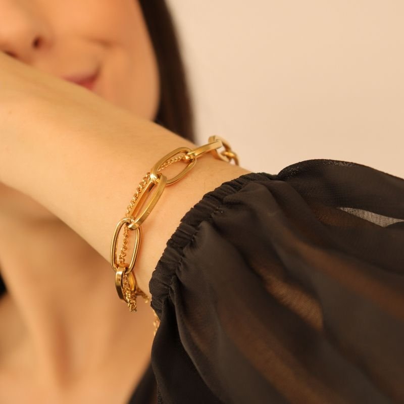 Pulseira Dupla Corrente em Aço Inox (Linha Premium)