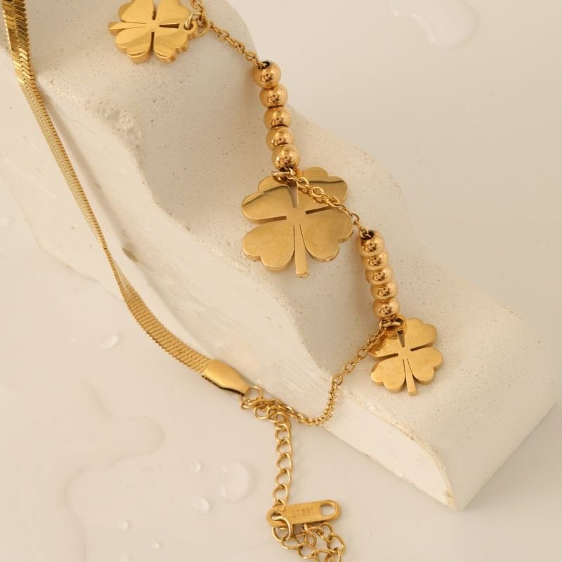 Pulseira Dupla de Trevo em Aço Inox (Linha Premium)